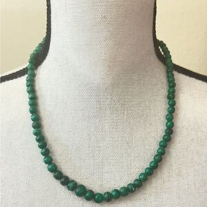 Vintage Natural Green Malachite  Beaded Necklace  

20”